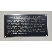 EMISSION INFO. PLAQUE (1971)