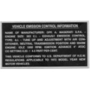 EMISSION INFO. PLAQUE (1972)