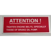 TIGHTEN BELTS WARNING DECAL