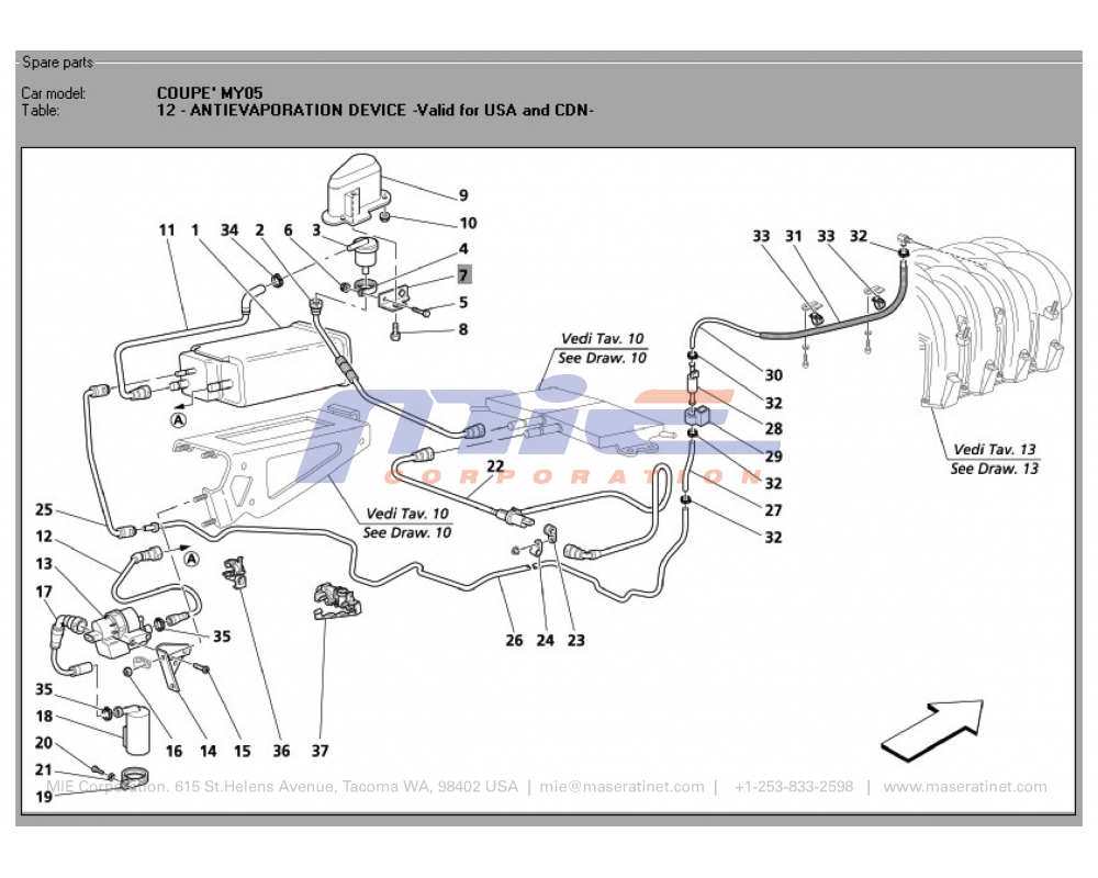 Maserati / 3200 GT / T-12 - antievaporation device -valid for usa and cdn-