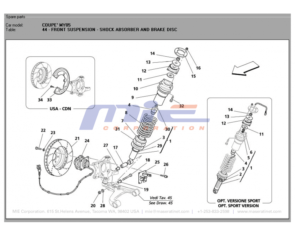 Maserati / 3200 GT / T-44 - front suspension - shock absorber and brake disc