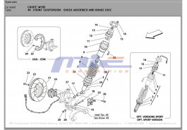 T-44 - front suspension - shock absorber and brake disc