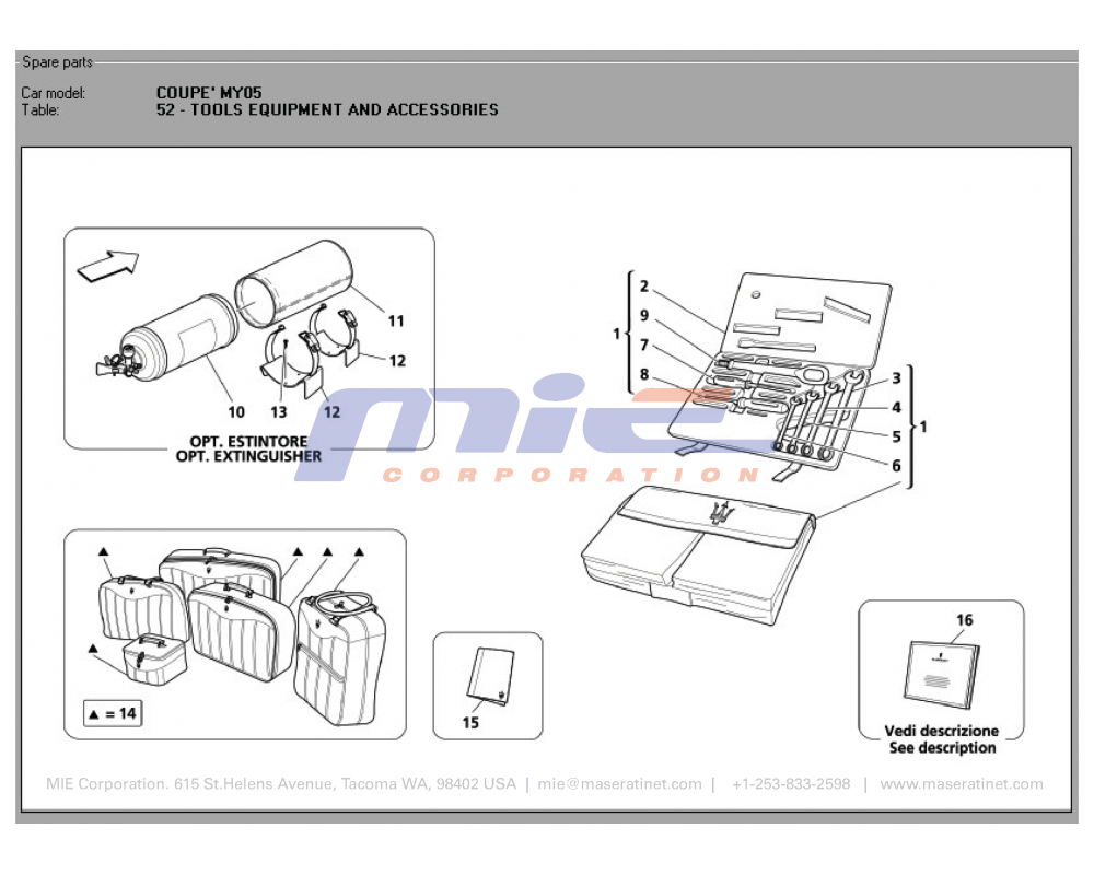 Maserati / 3200 GT / T-52 - tools equipment and accessories