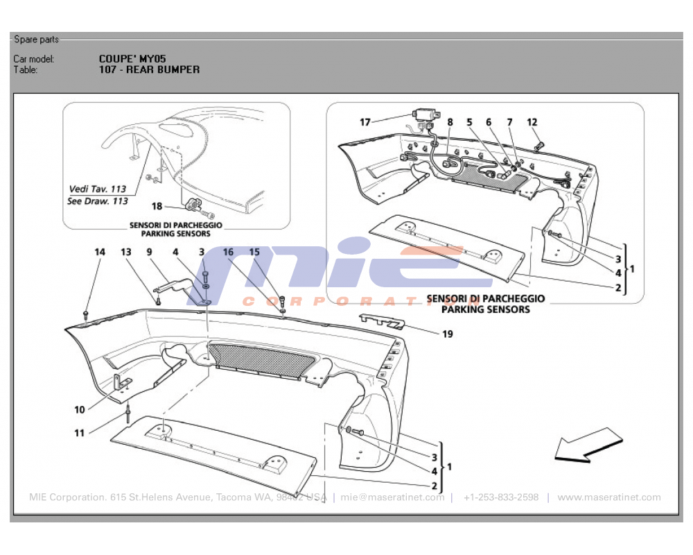 Maserati / 3200 GT / T-107 - rear bumper