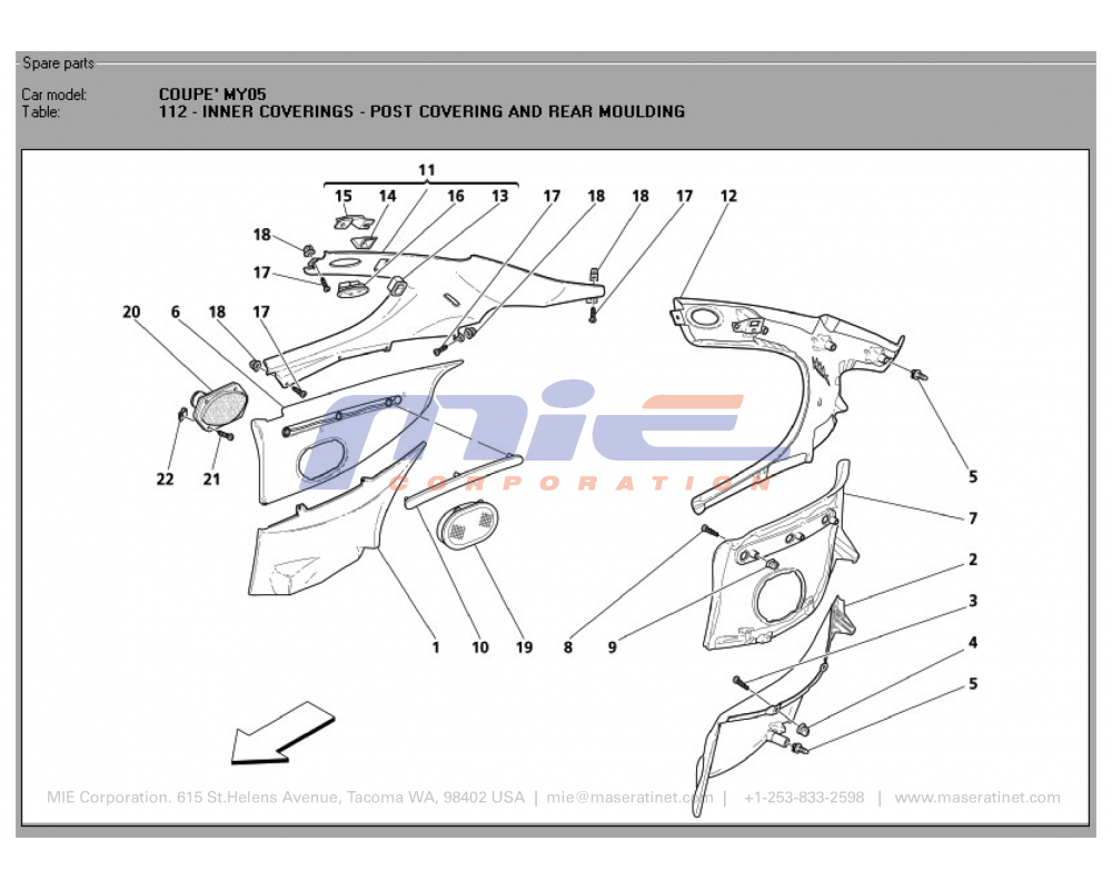 Maserati / 3200 GT / T-112 - inner coverings - post covering and rear moulding