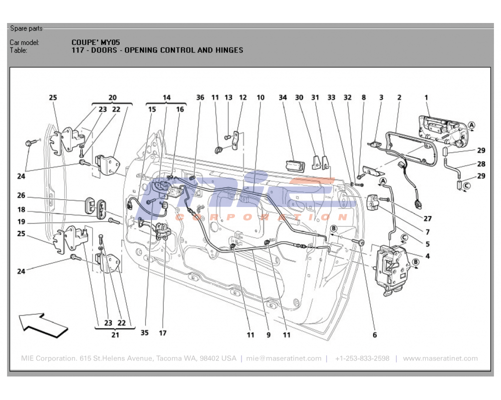 Maserati / 3200 GT / T-117 - doors - opening control and hinges