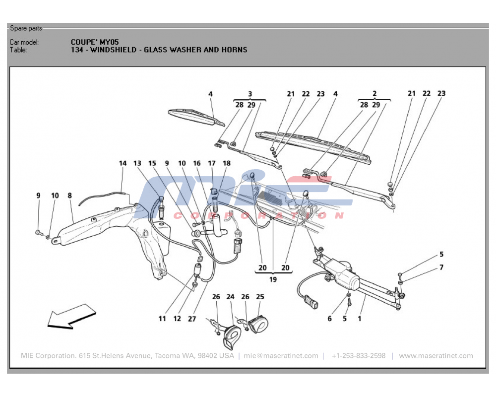 Maserati / 3200 GT / T-134 - windshield - glass washer and horns