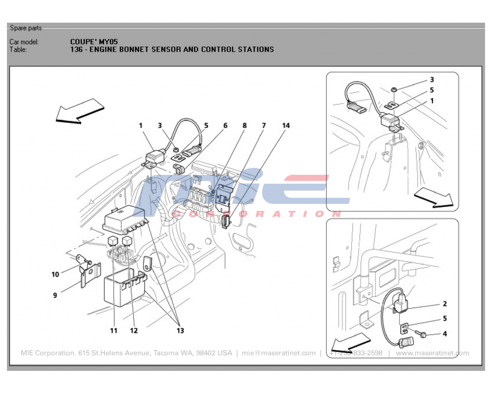 Maserati / 3200 GT / T-136 - engine bonnet sensor and control stations