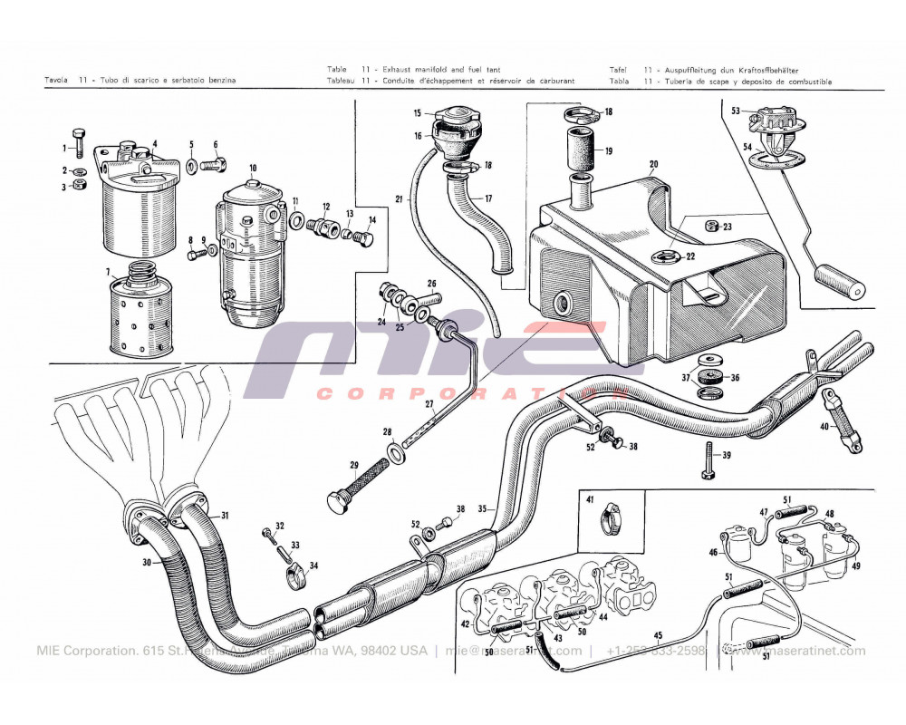 Maserati / 3500 GT/GTI / T-11 - exhaust manifold and fuel tank