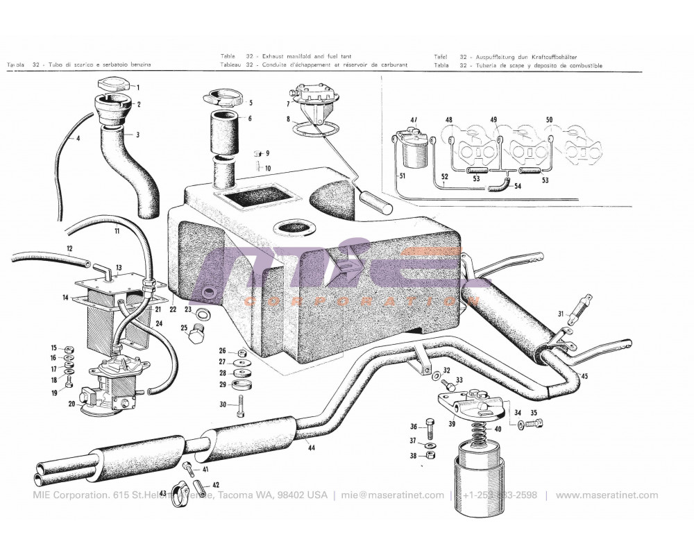 Maserati / 3500 GT/GTI / T-32 - exhaust manifold and fuel tank
