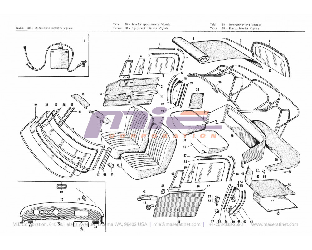 Maserati / 3500 GT/GTI / T-38 - interior appointments vignale