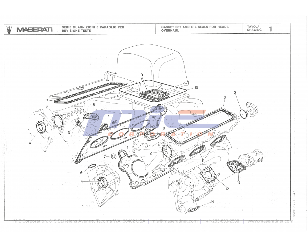 Maserati / Biturbo 2000 / T-01 - gaskets set and seal ring for heads revision