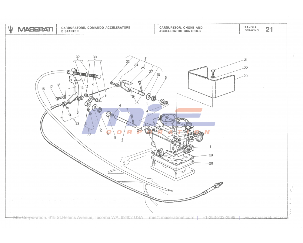 Maserati / Biturbo 2000 / T-21 - carburetor, starter and accelerator control
