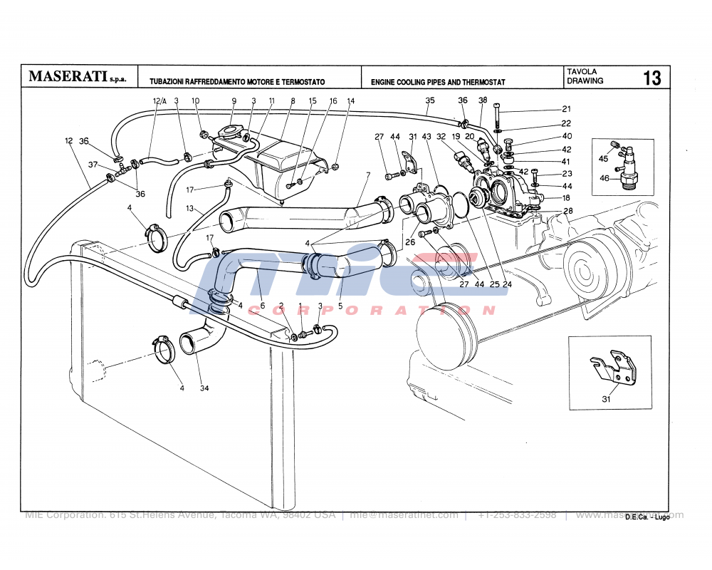 Maserati / Biturbo 228 / T-13 - engine cooling pipes and thermostat