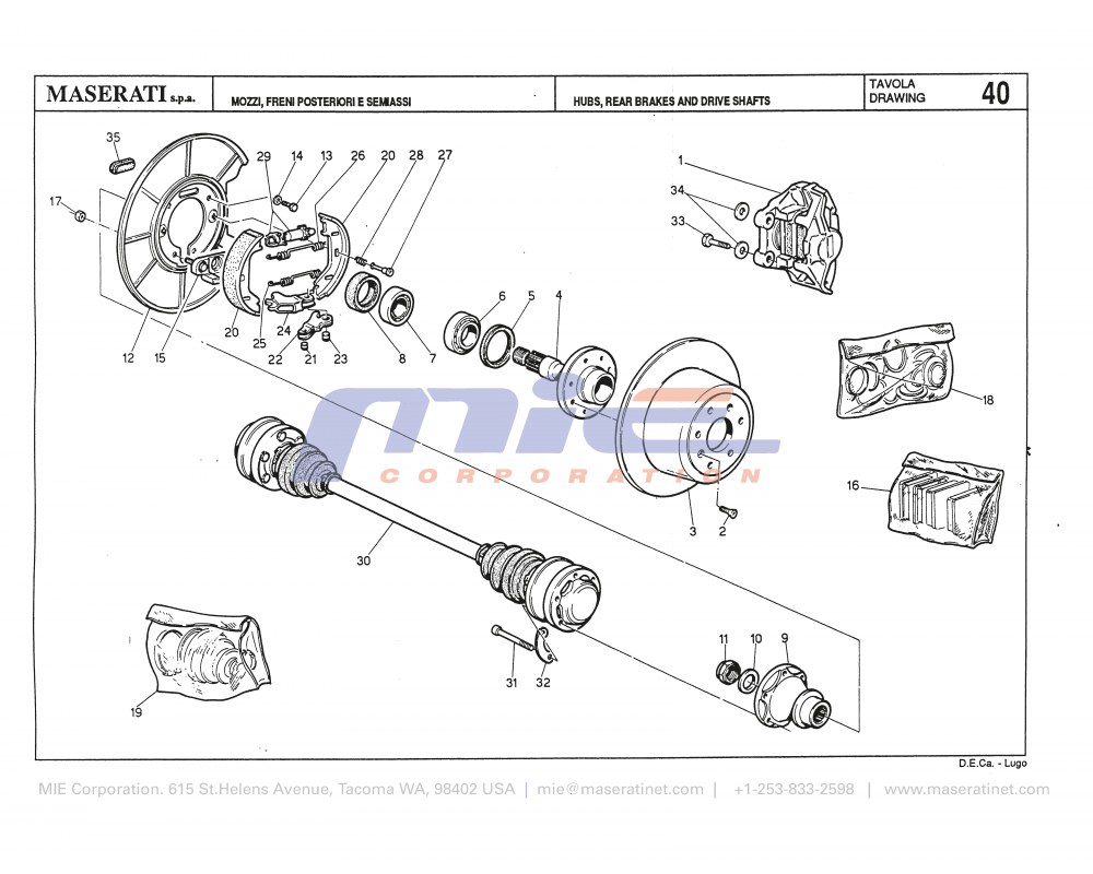 Maserati / Biturbo 228 / T-40 - hubs, rear brakes and drive shafts