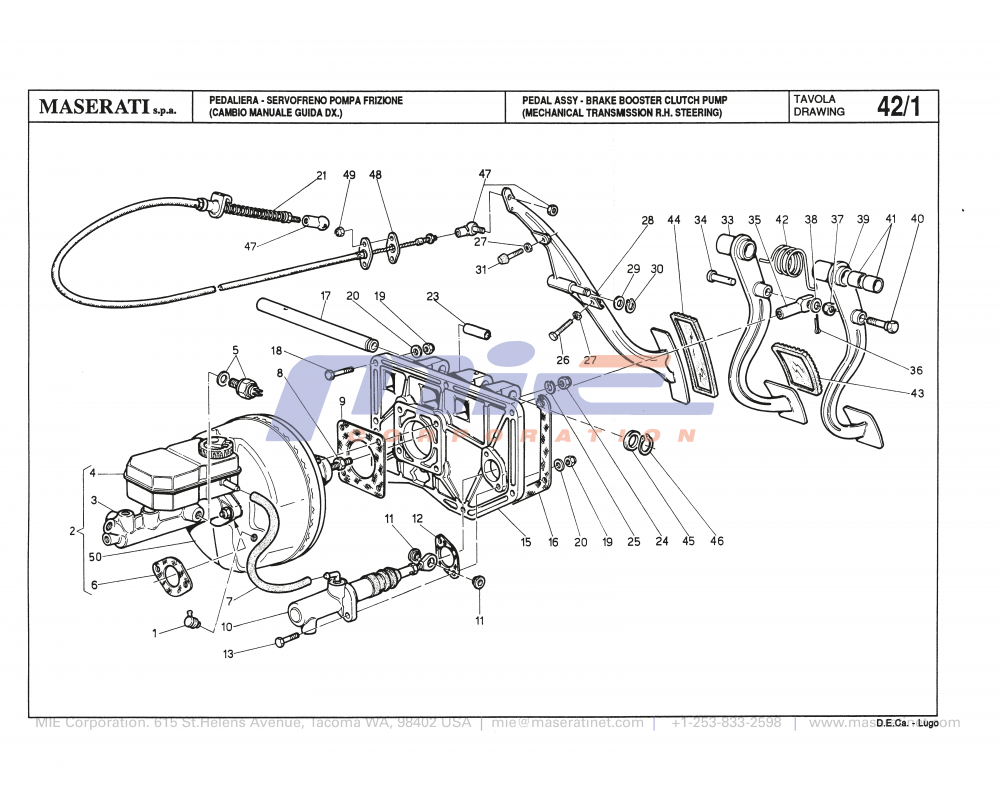 Maserati / Biturbo 228 / T-42_1 - pedal assy - brake booster clutch pump (mechanical transwssion right steering)
