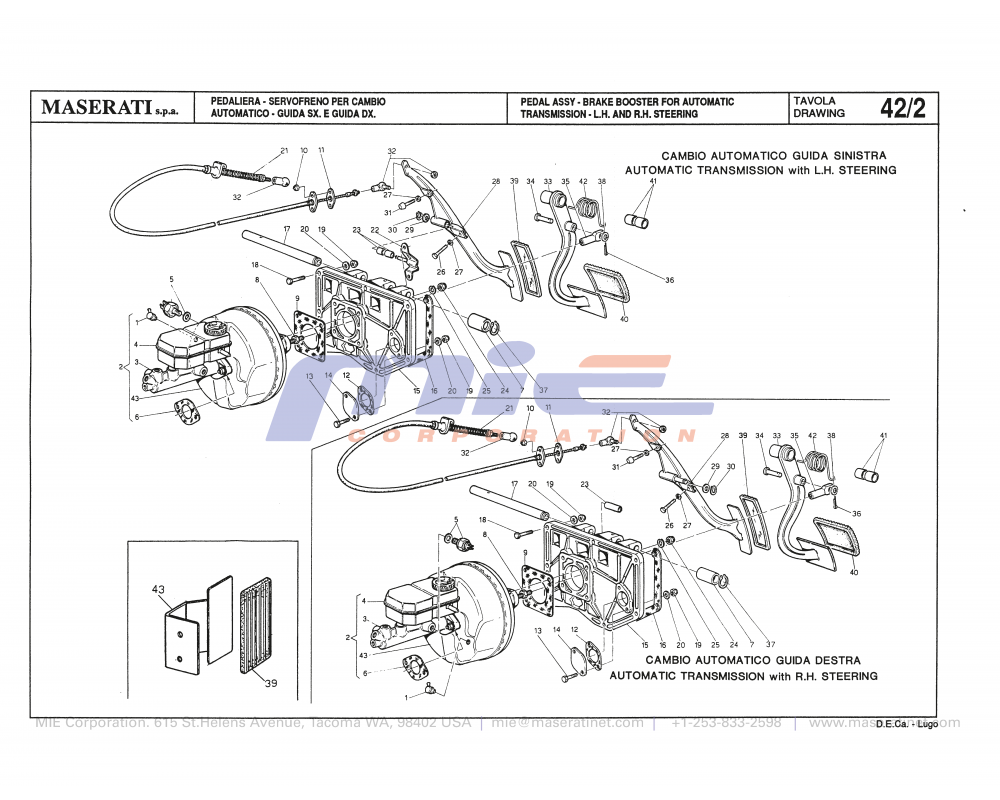 Maserati / Biturbo 228 / T-42_2 - pedal assy - brake booster for automatic transmission - left and right steering