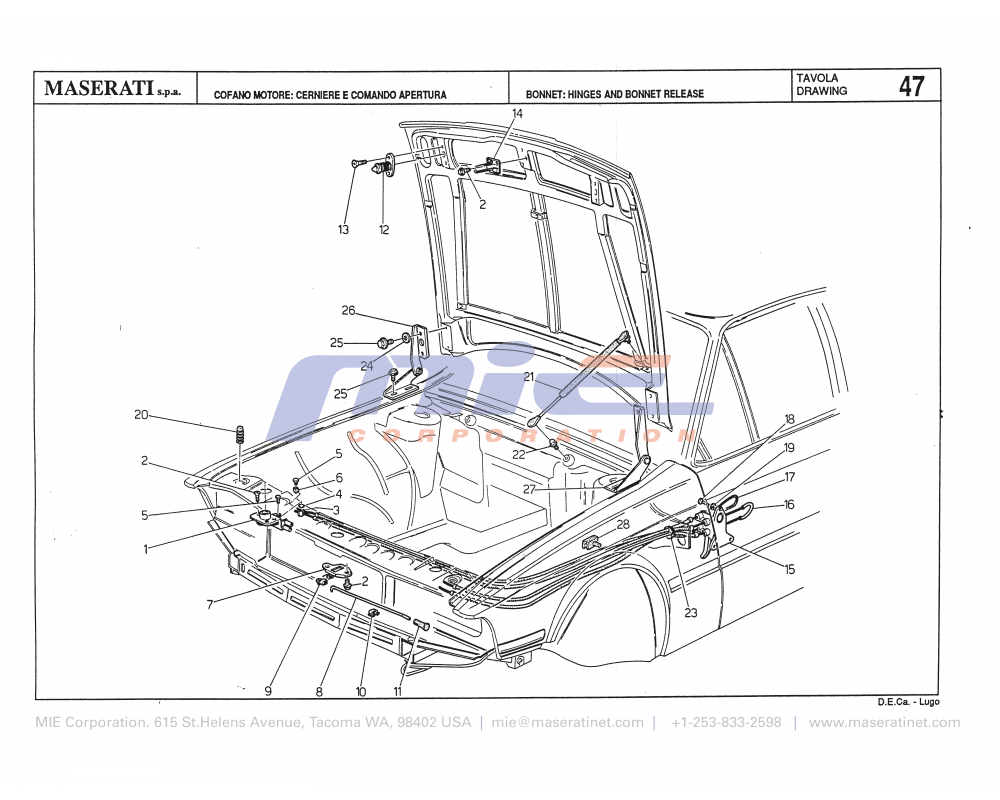 Maserati / Biturbo 228 / T-47 - bonnet: hinges and bonnet release