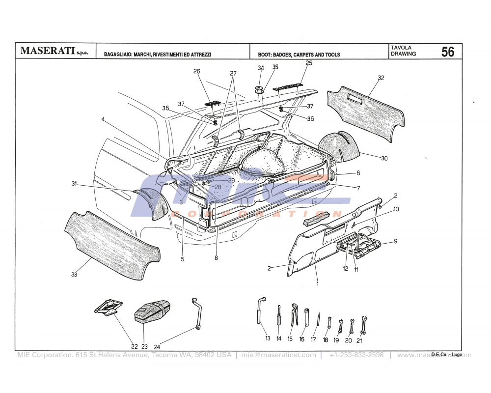 Maserati / Biturbo 228 / T-56 - boot: bages, carpets and tools
