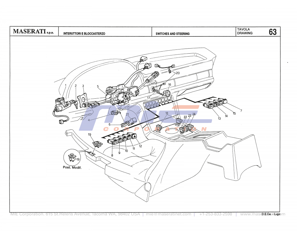 Maserati / Biturbo 228 / T-63 - switches, ignition and steering column switch