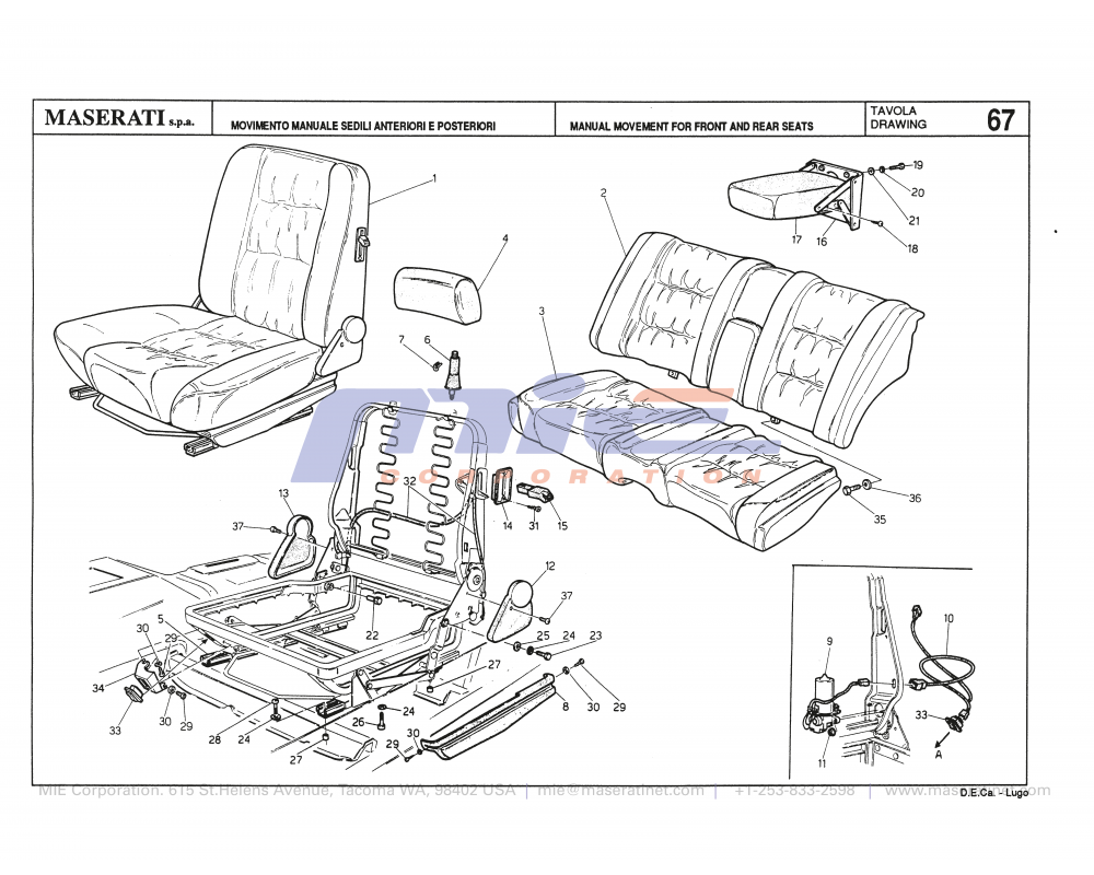 Maserati / Biturbo 228 / T-67 - manual adjustment for front and rear seats