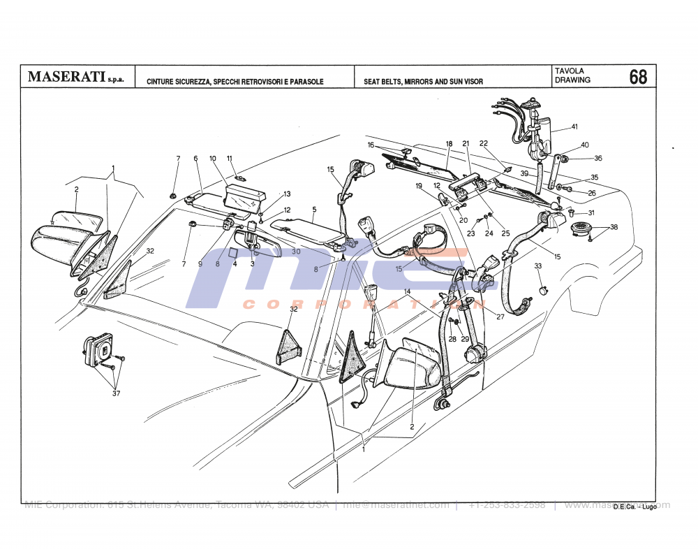 Maserati / Biturbo 228 / T-68 - seat belts, mrrors and sun visor