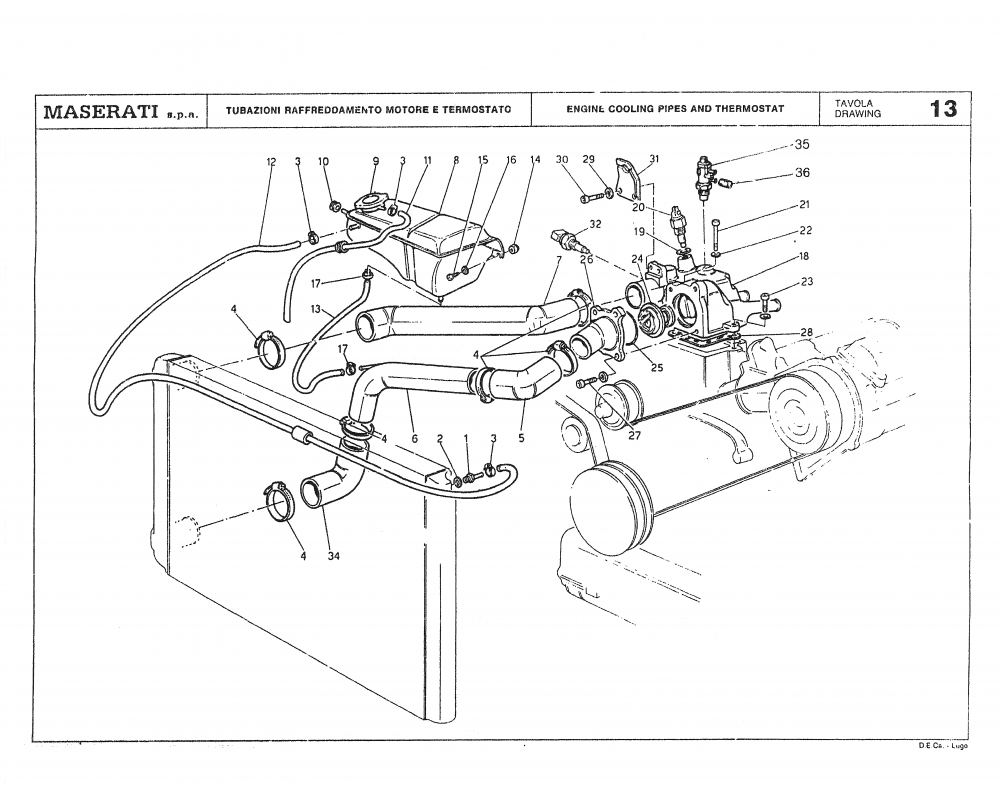 Maserati / Biturbo Coupe / T-13 - engine cooling pipes and thermostat