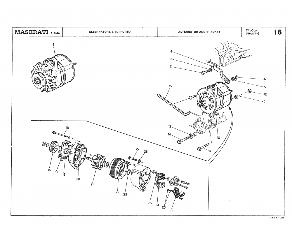 Maserati / Biturbo Coupe / T-16-1 - alternator and bracket