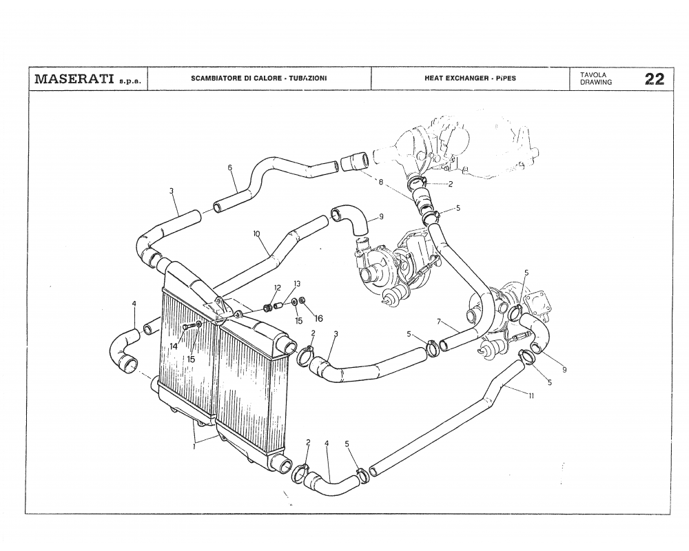 Maserati / Biturbo Coupe / T-22 - heat exchanger - pipes