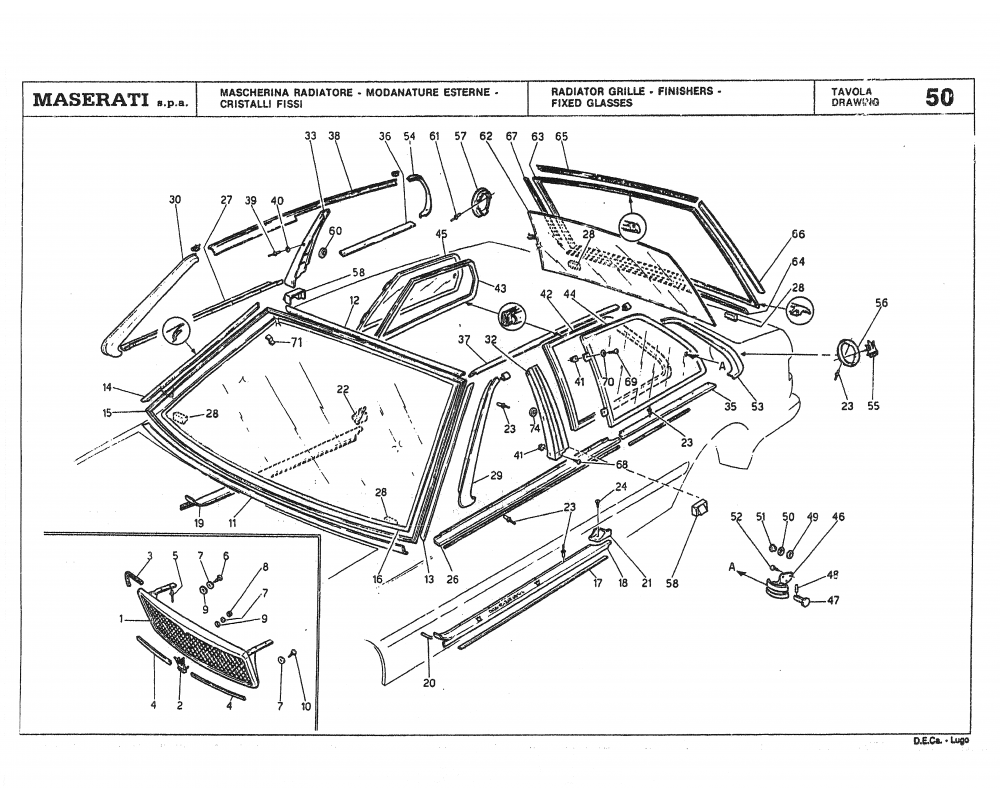 Maserati / Biturbo Coupe / T-50 - radiator grille-finishers-fixed glasses
