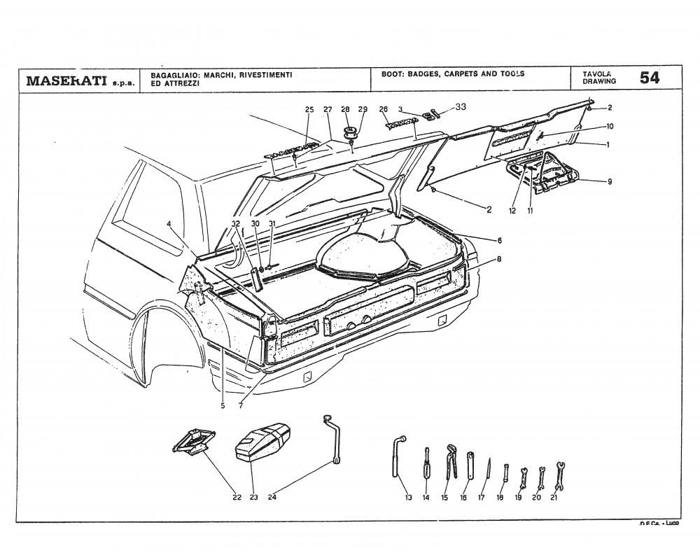 Maserati / Biturbo Coupe / T-54 - boot: badges, carpets and tools