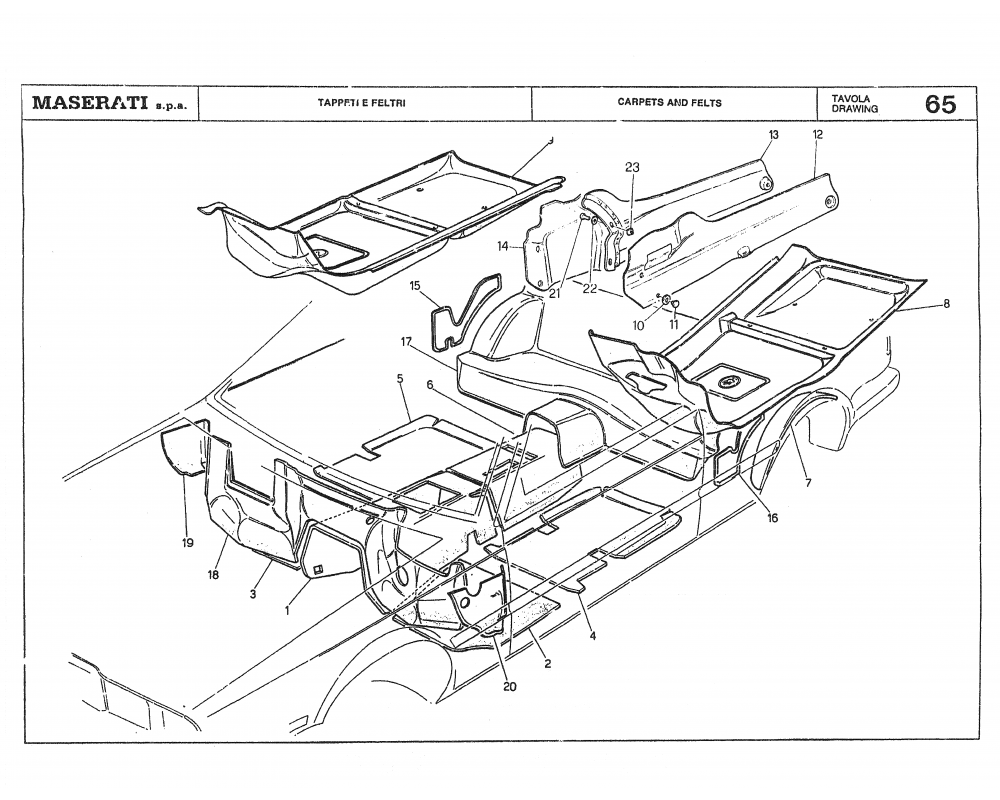 Maserati / Biturbo Coupe / T-65 - seat belts, mirrors, sun visor, antenna and loud speaker
