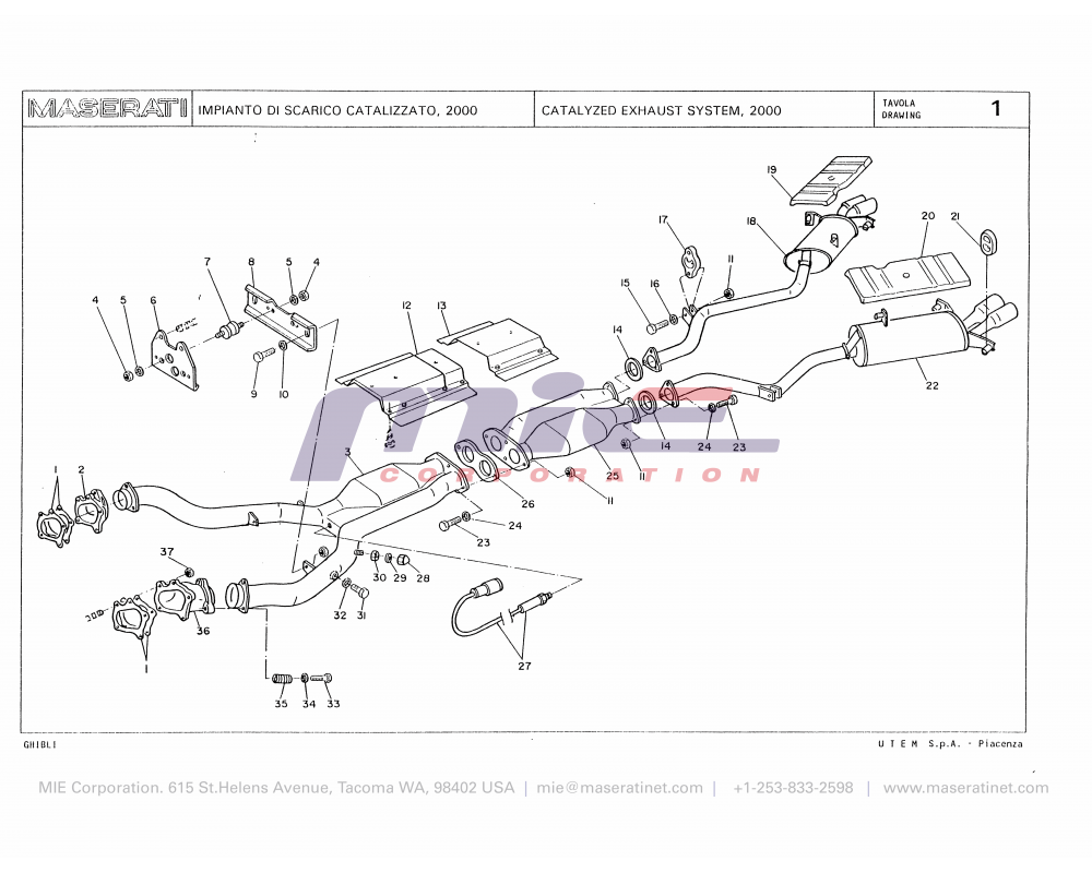 Maserati / Biturbo Ghibli / T-01 - catalyzed exhaust system, 2000