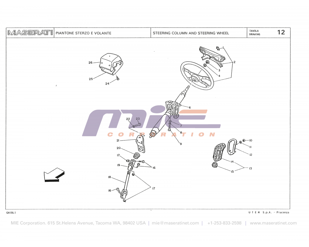 Maserati / Biturbo Ghibli / T-12 - steering column and steering wheel