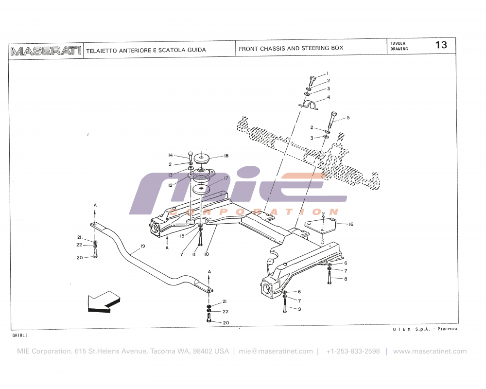 Maserati / Biturbo Ghibli / T-13 - front chassis and steering box
