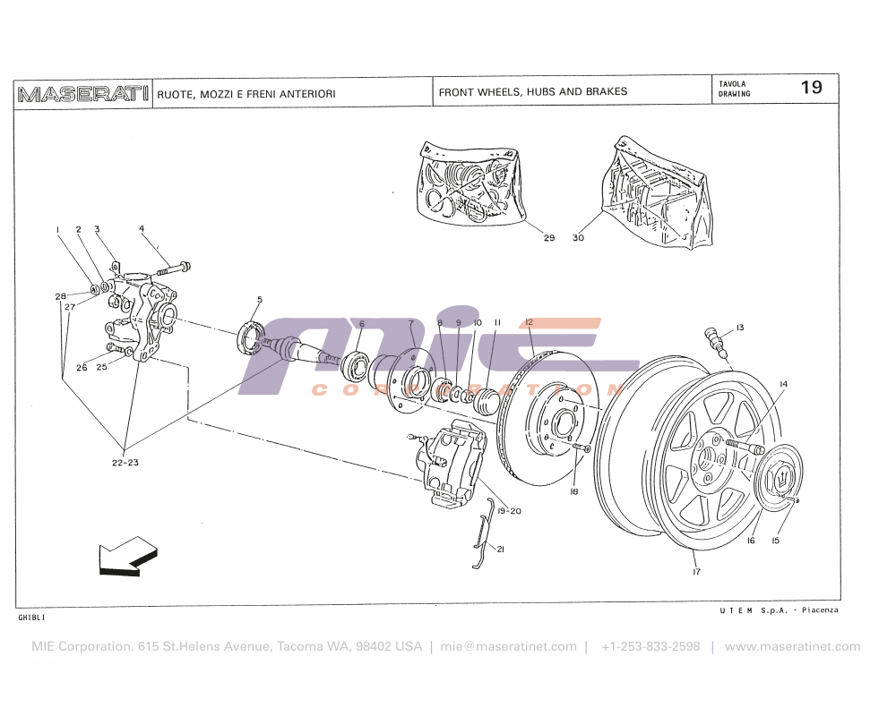 Maserati / Biturbo Ghibli / T-19 - front wheels, hubs and brakes