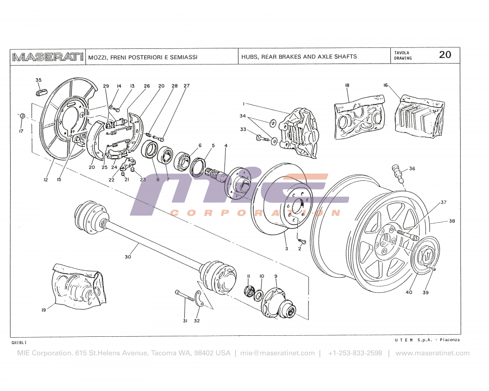 Maserati / Biturbo Ghibli / T-20 - hubs, rear brakes and axle shafts