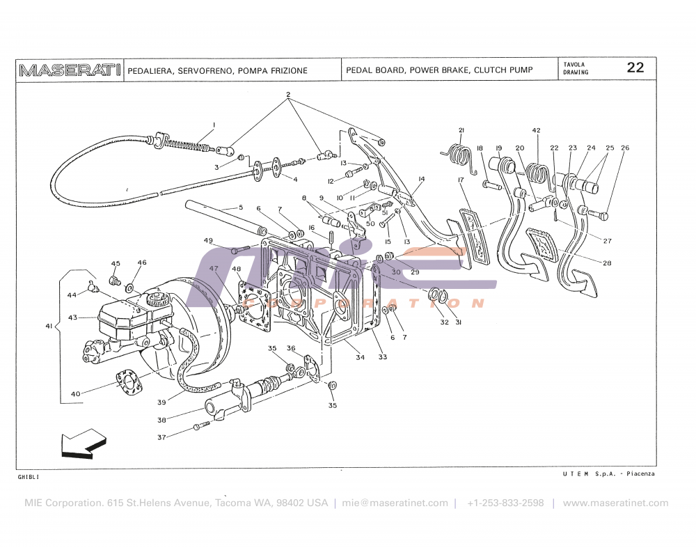Maserati / Biturbo Ghibli / T-22 - pedal board, power brake, clutch pump