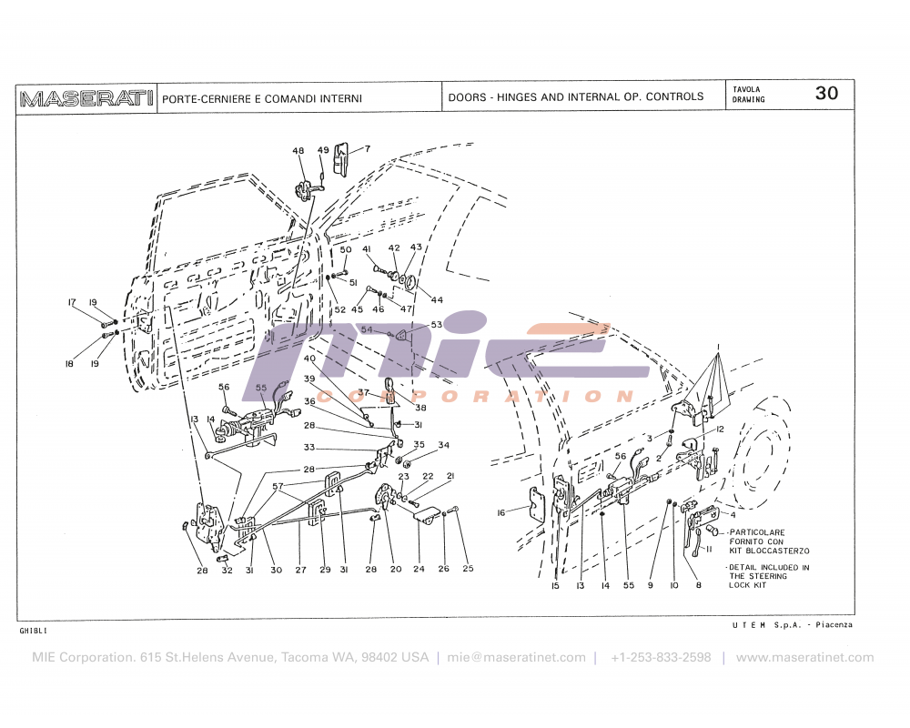 Maserati / Biturbo Ghibli / T-30 - doors - hinges and internal op controls