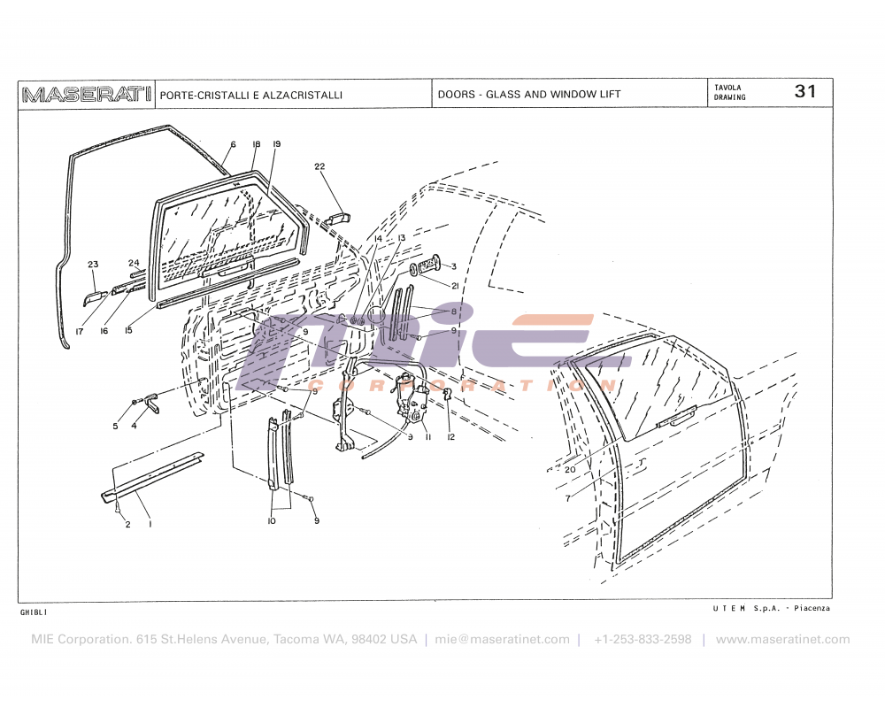 Maserati / Biturbo Ghibli / T-31 - doors - glass and window lift