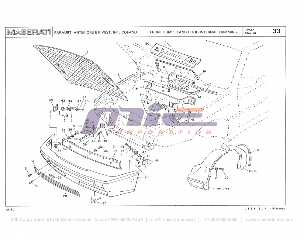 Maserati / Biturbo Ghibli / T-33 - front bumper and hood internal trimming
