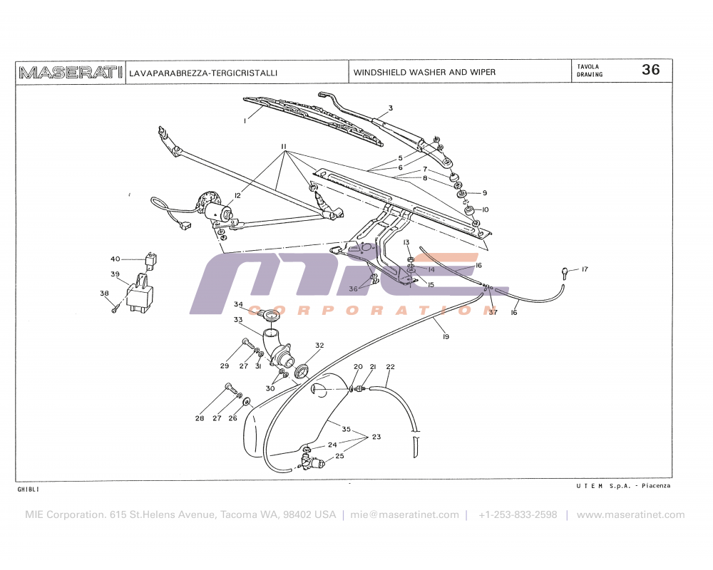 Maserati / Biturbo Ghibli / T-36 - windshield washer and wiper