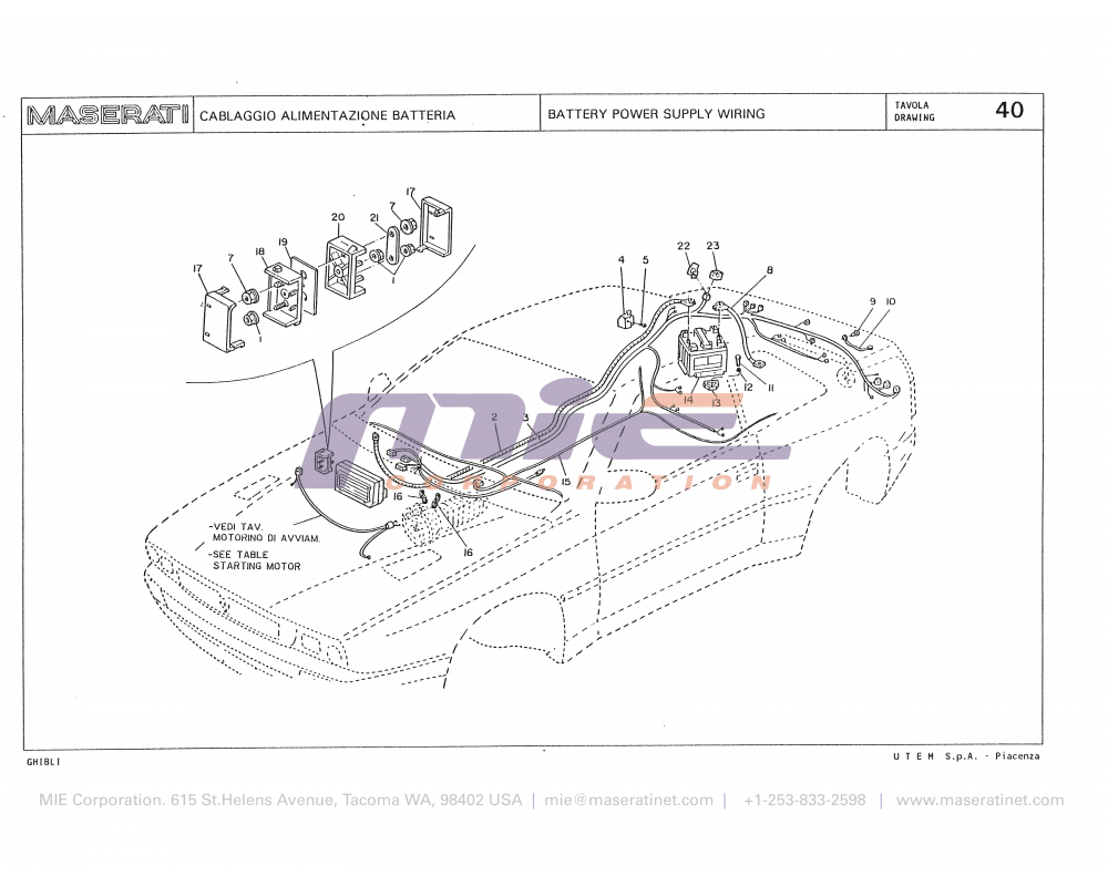 Maserati / Biturbo Ghibli / T-40 - battery power supply wiring