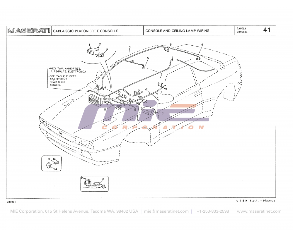 Maserati / Biturbo Ghibli / T-41 - console and ceiling lamp wiring
