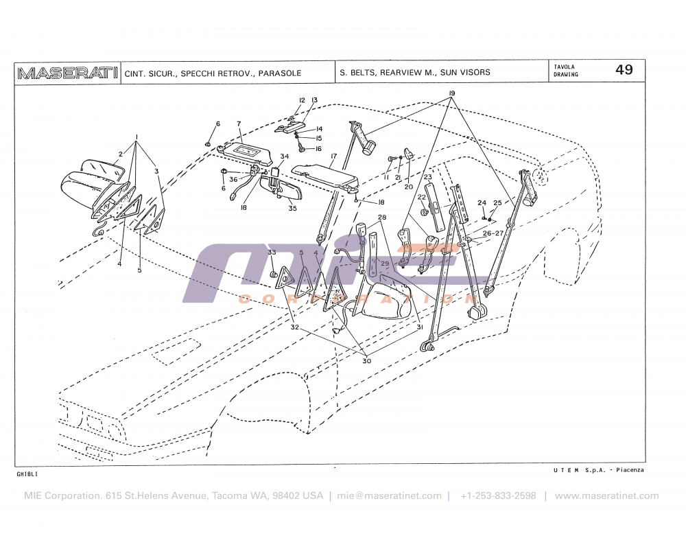 Maserati / Biturbo Ghibli / T-49 - s belts, rearview m, sun visors