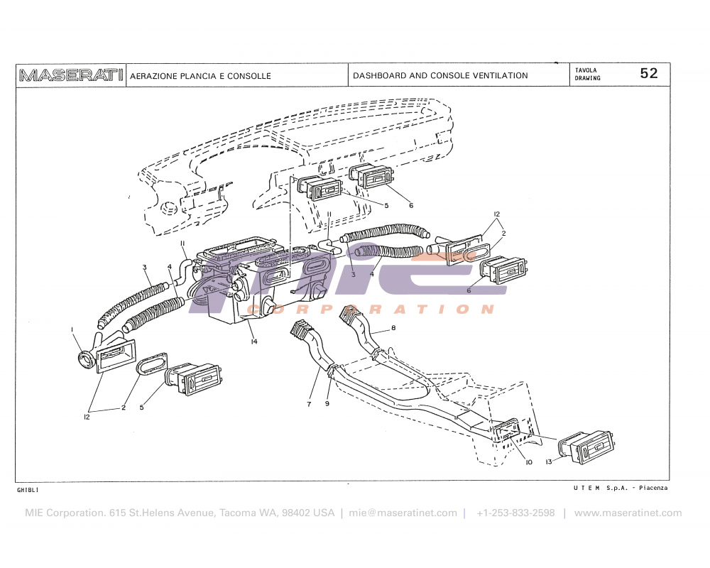 Maserati / Biturbo Ghibli / T-52 - dashboard and console ventilation