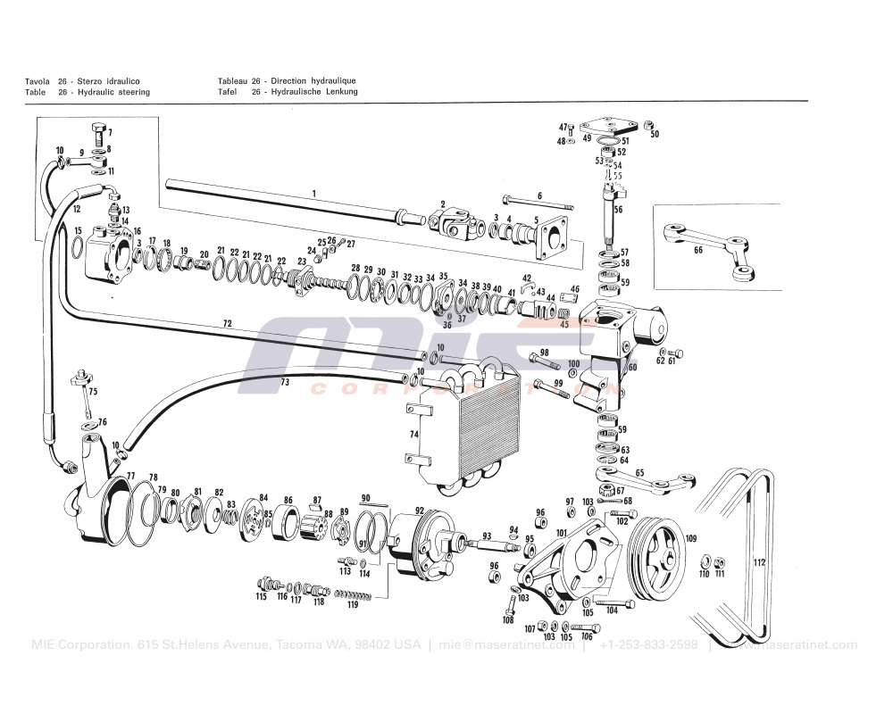 Maserati / INDY / T-26 - hydraulic steering
