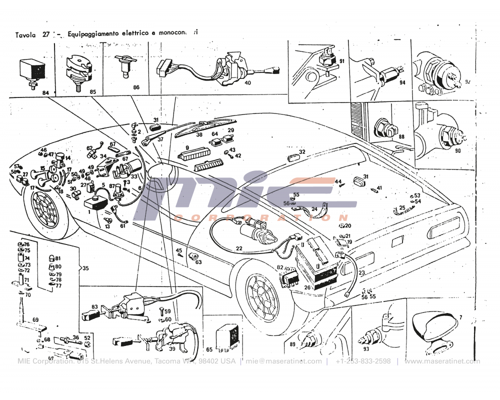 Maserati / Merak 2000 / T-27 - electrical equipment and single contacts