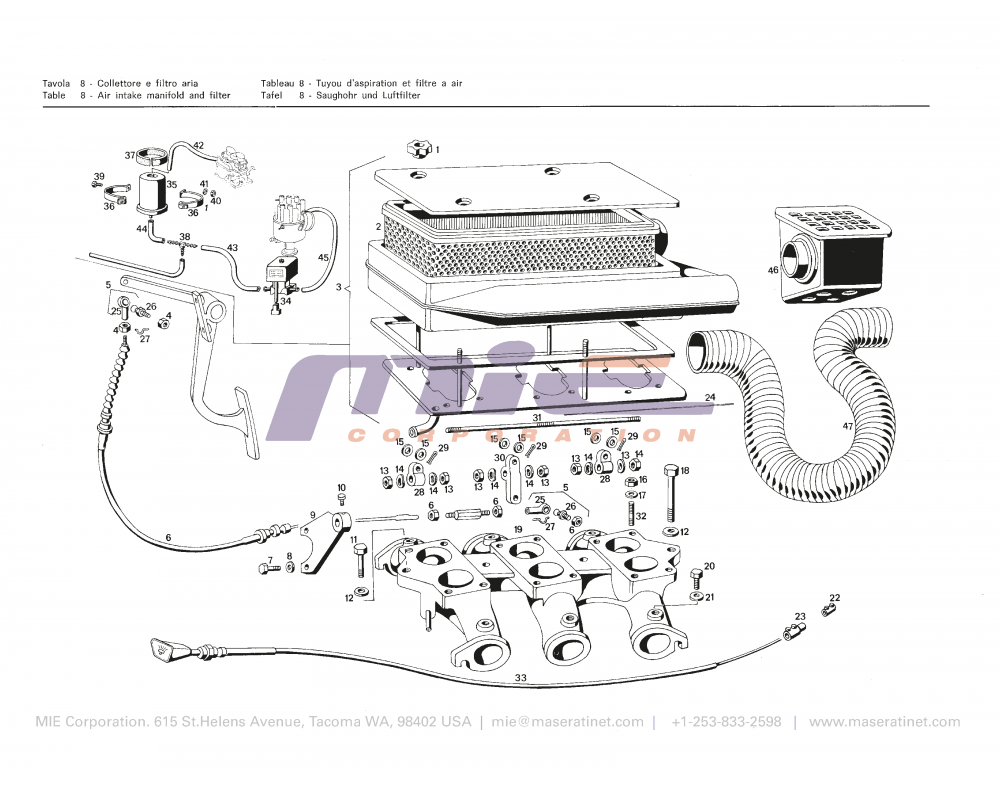 Maserati / Merak 3000 / T-08 - air intake manifold and filter