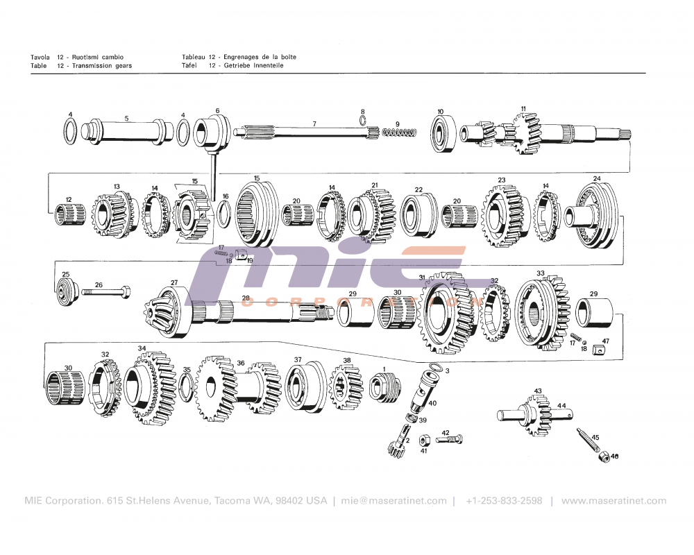 Maserati / Merak 3000 / T-12 - transmission gears